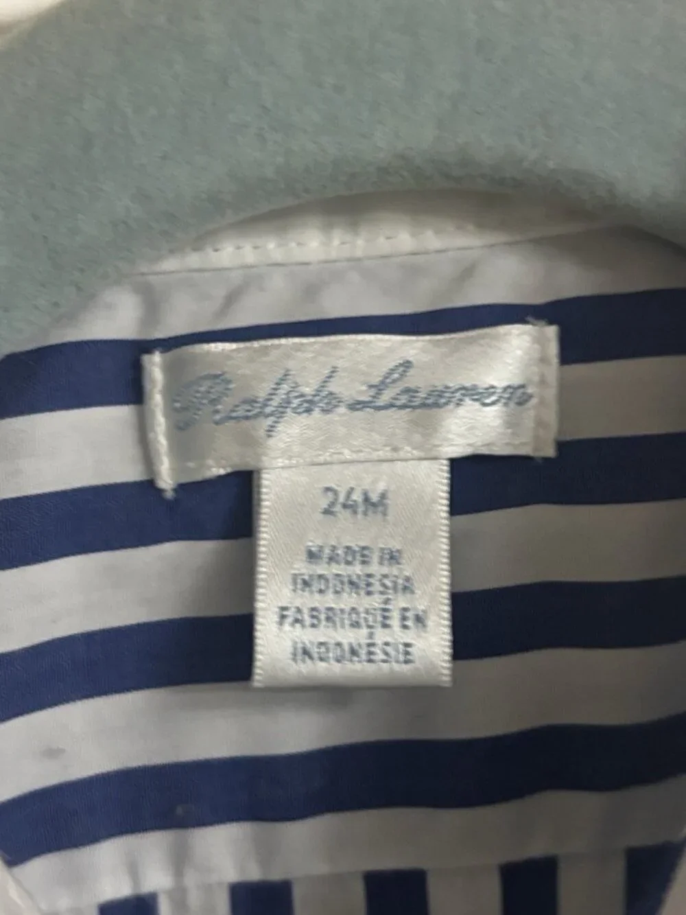 Ralph Lauren Striped Poplin Dress in Blue White Yellow baby infant 24 months